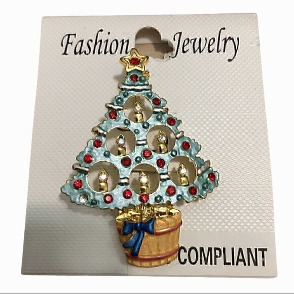 Gold plated Christmas Tree with rhinestone… - Picture 1 of 2
